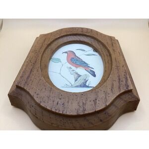 Vtg Framed Bird Picture Parrot-Plastic Frame Looks Wooden-7"x5"-Wall Hanging‎